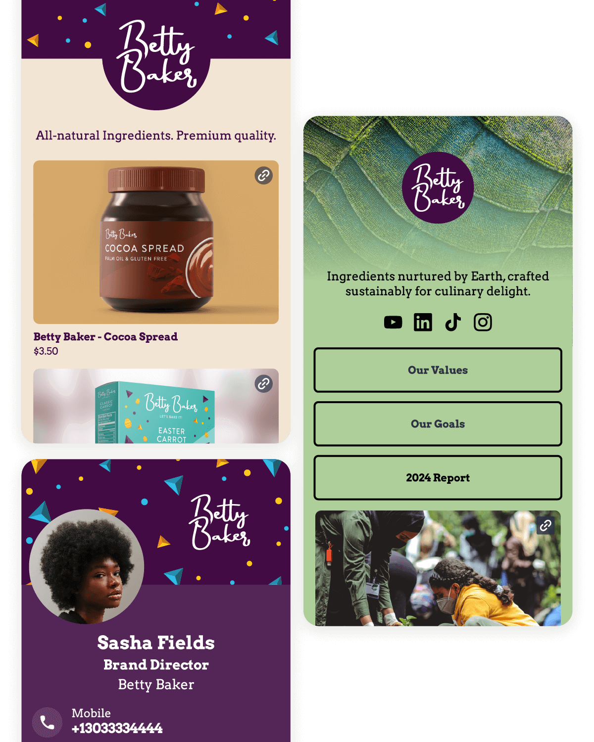 Betty Baker Bitly Pages examples