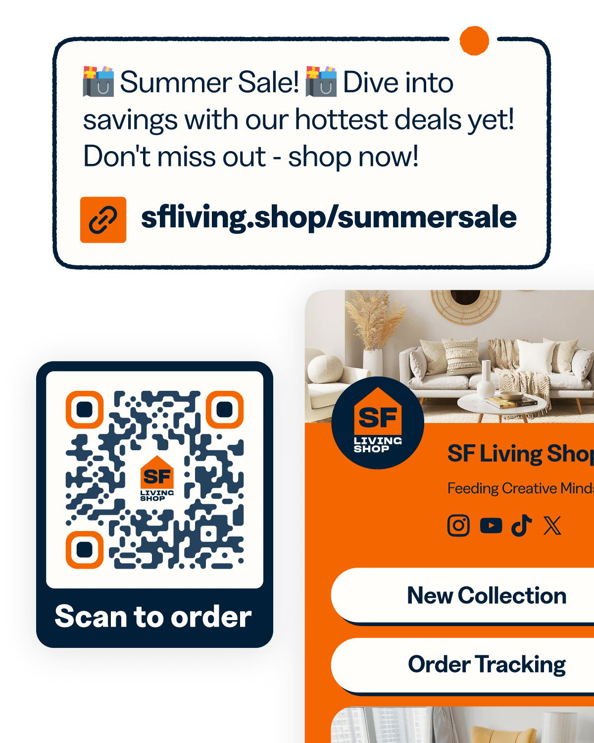 Summer sale short link, QR Code and Bitly Pages UI
