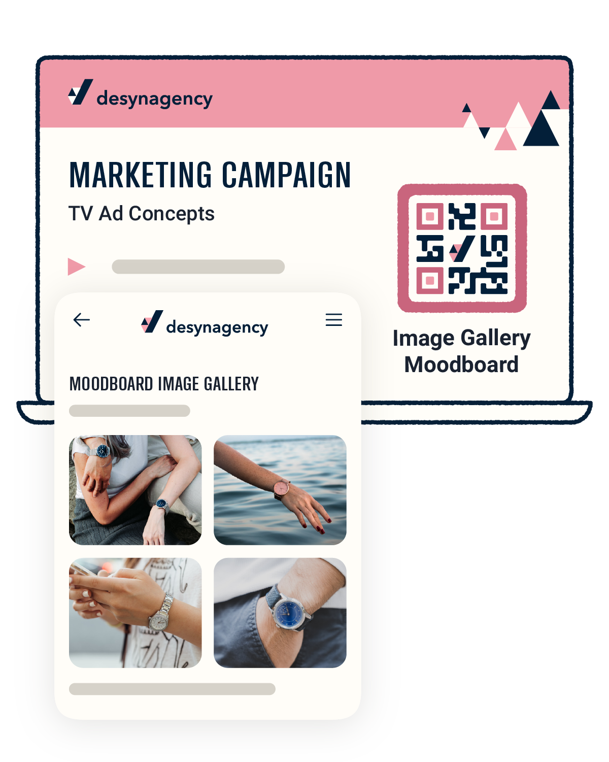 Laptop with QR code for marketing campaign concepts