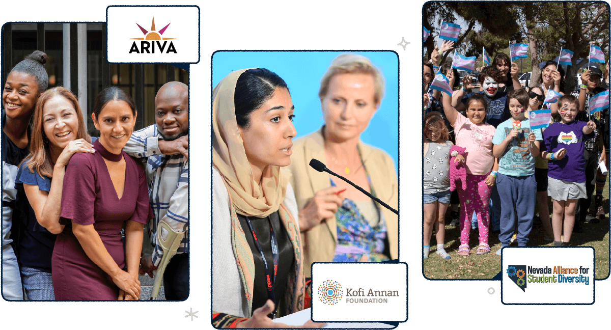 Picture of people and the charitable organizations we support.