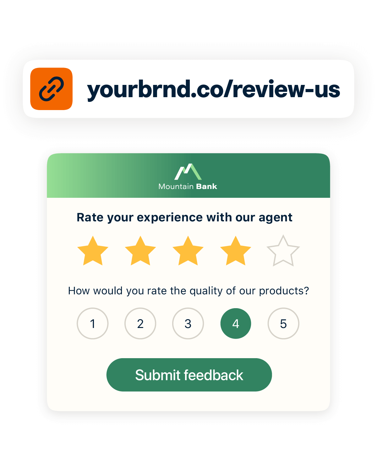 Branded short link for customer reviews