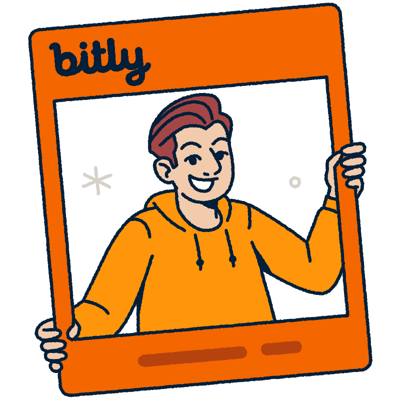 Drawing of a person holding a frame, as if it were a polaroid picture.