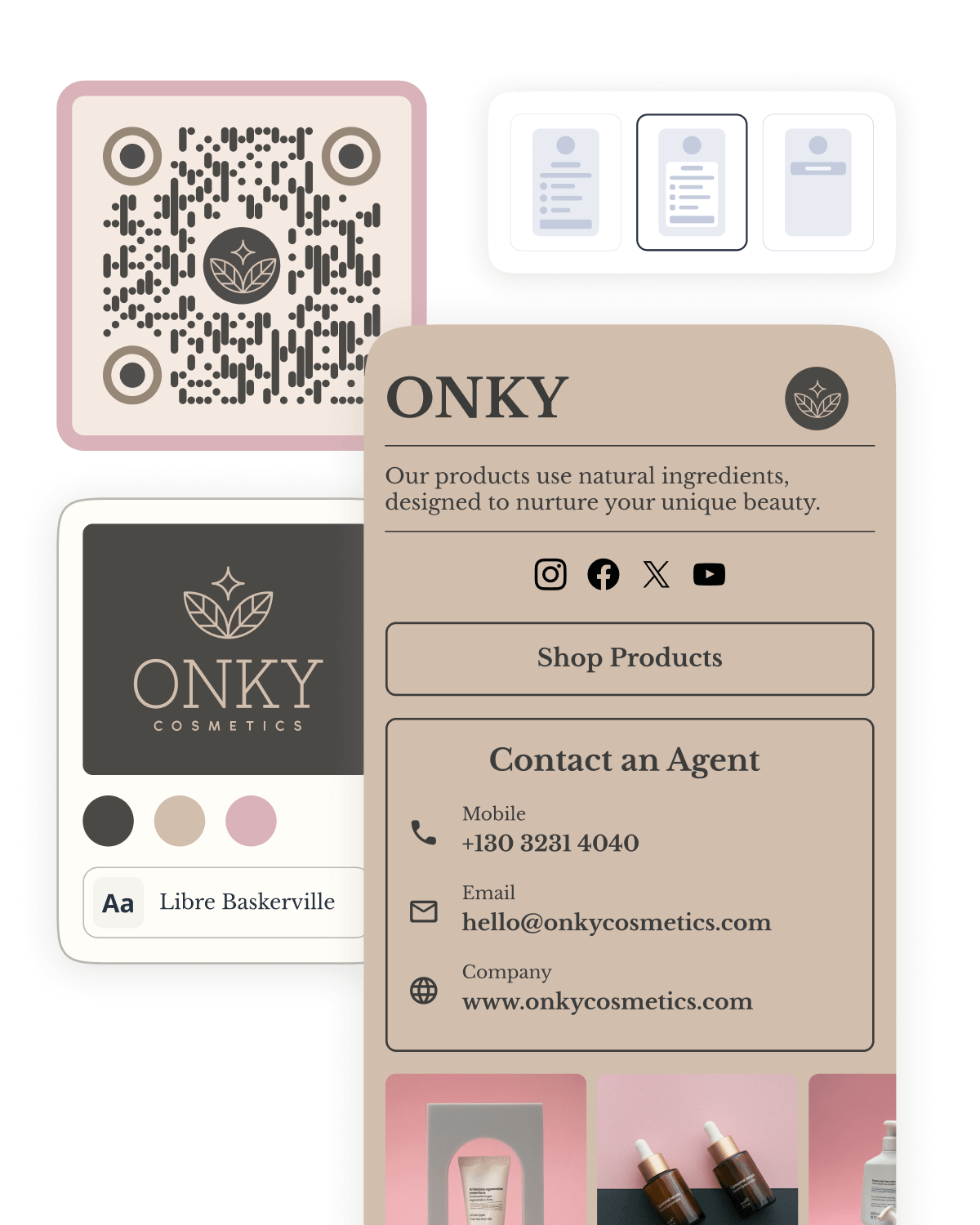 Example of the tools available to build a Bitly digital business card