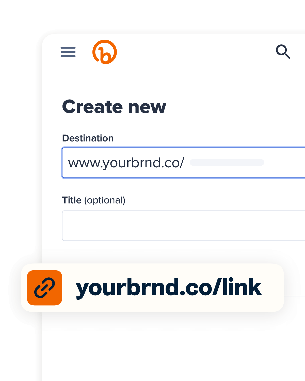 Dashboard example of a short link