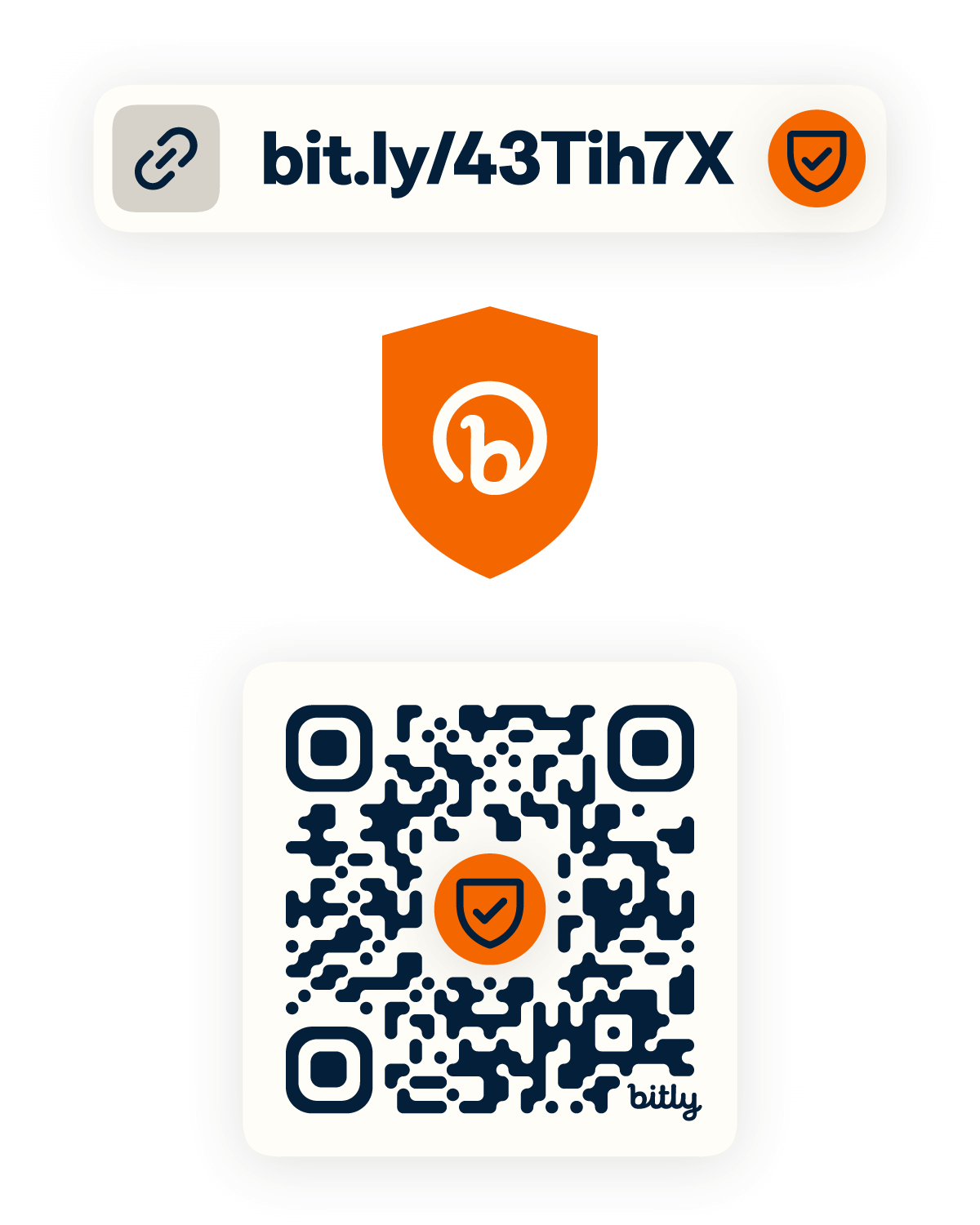 Bitly short link, QR code and trust and safety shield