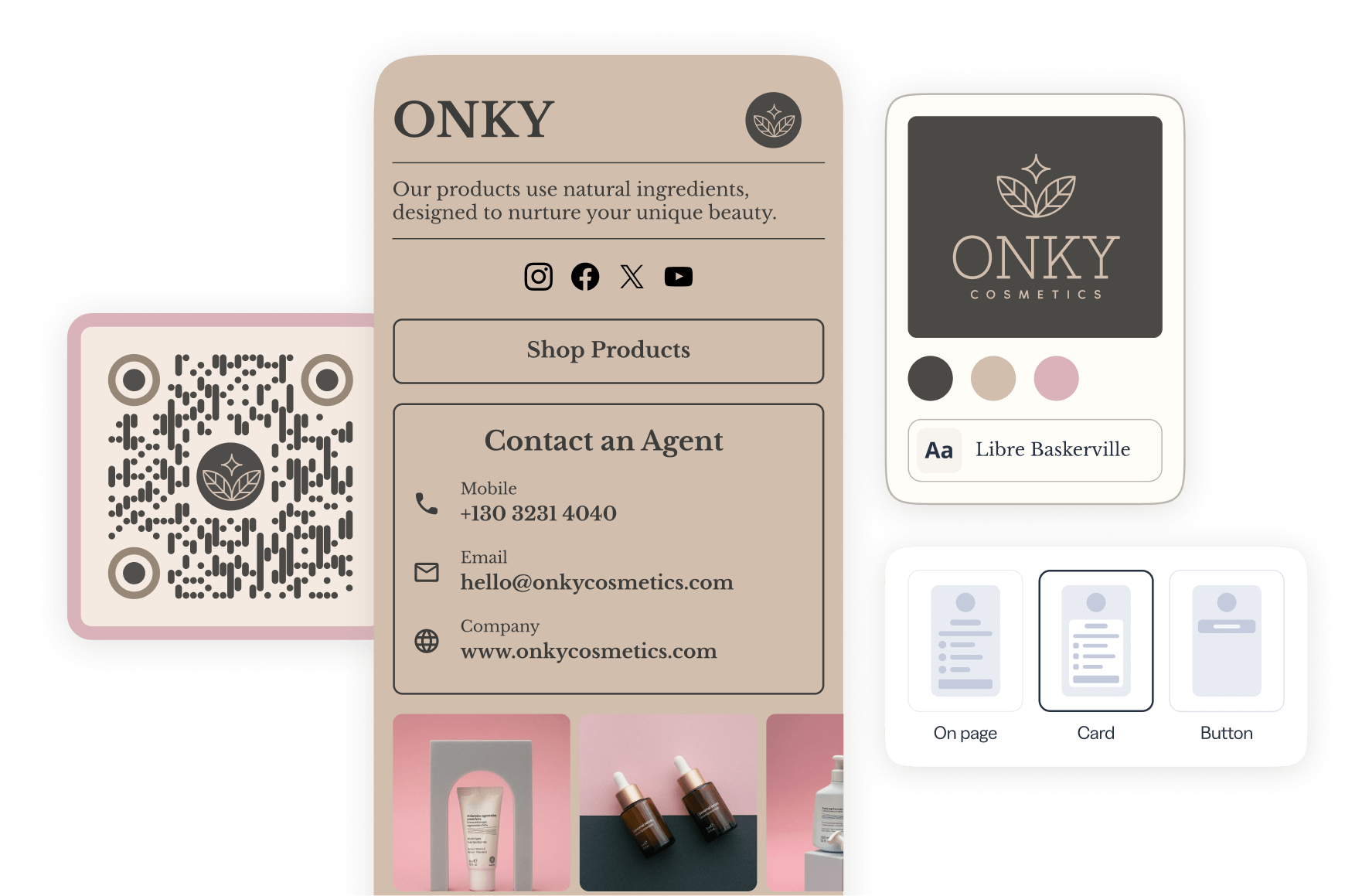 Example of the tools available to build a Bitly digital business card